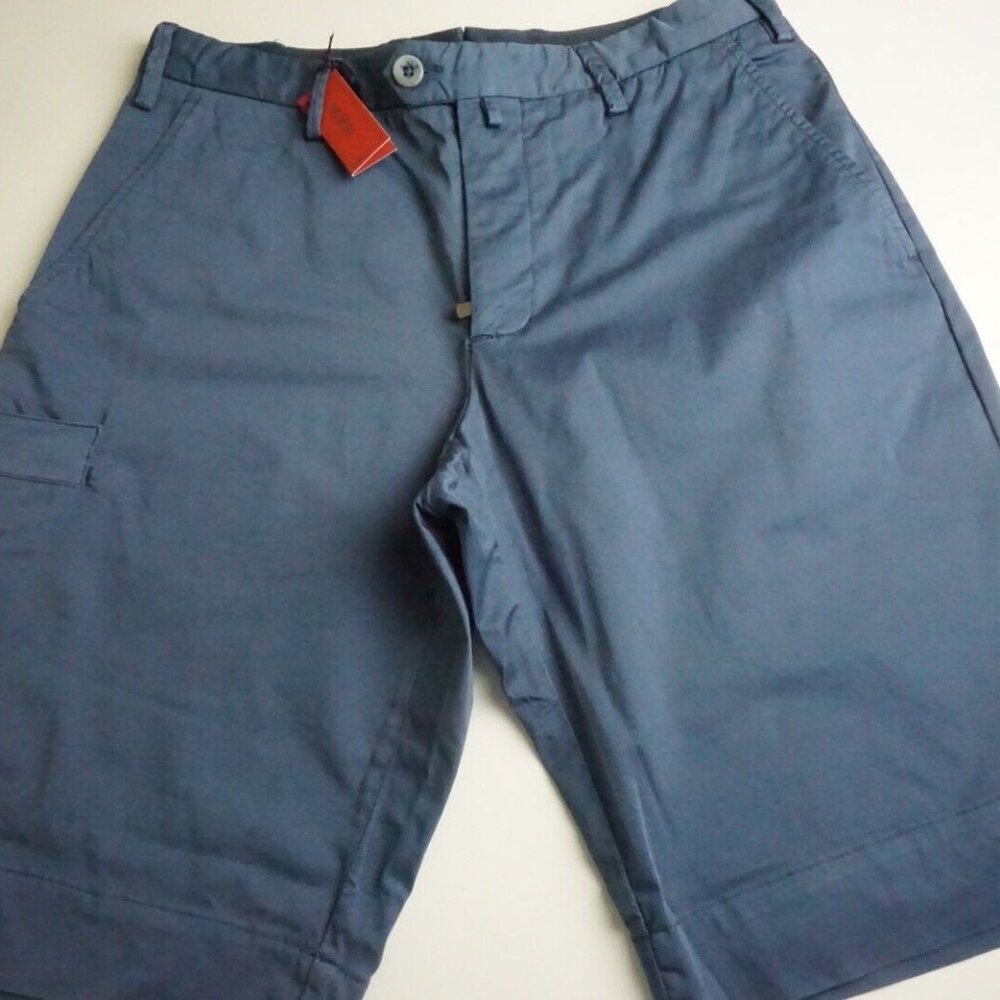 Isaia Napoli Bermuda Cotton Blend Solid Blue Shorts 46R BRAND NEW